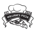 Custom pizza metal sign featuring a chef hat, pizza slice, ribbon banner, and bold pizzeria-inspired design