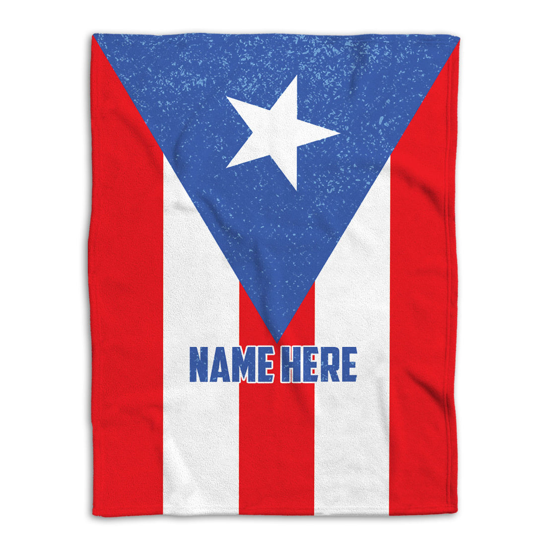 Puerto Rico flag throw blanket with blue triangle, white star, and red and white stripes