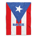 Puerto Rico flag throw blanket with blue triangle, white star, and red and white stripes