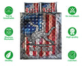 Wrestling quilt bedding set displayed flat with grappling artwork and bold patriotic colors