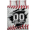 Front-facing baseball quilt bedding set with red seam pattern and strong black and white sports design