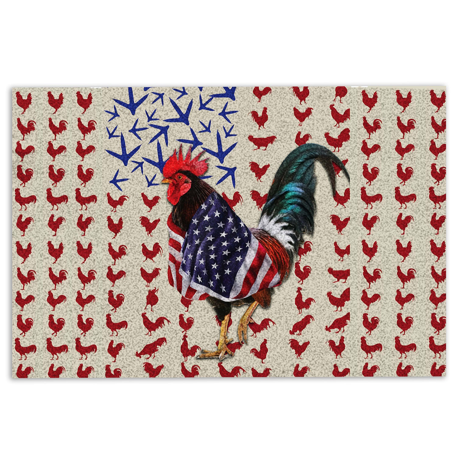 Ohaprints-Doormat-Outdoor-Indoor-Happy-Independence-Day-4Th-Of-July-American-Patriotic-Rooster-Rubber-Door-Mat-284-18'' x 30''