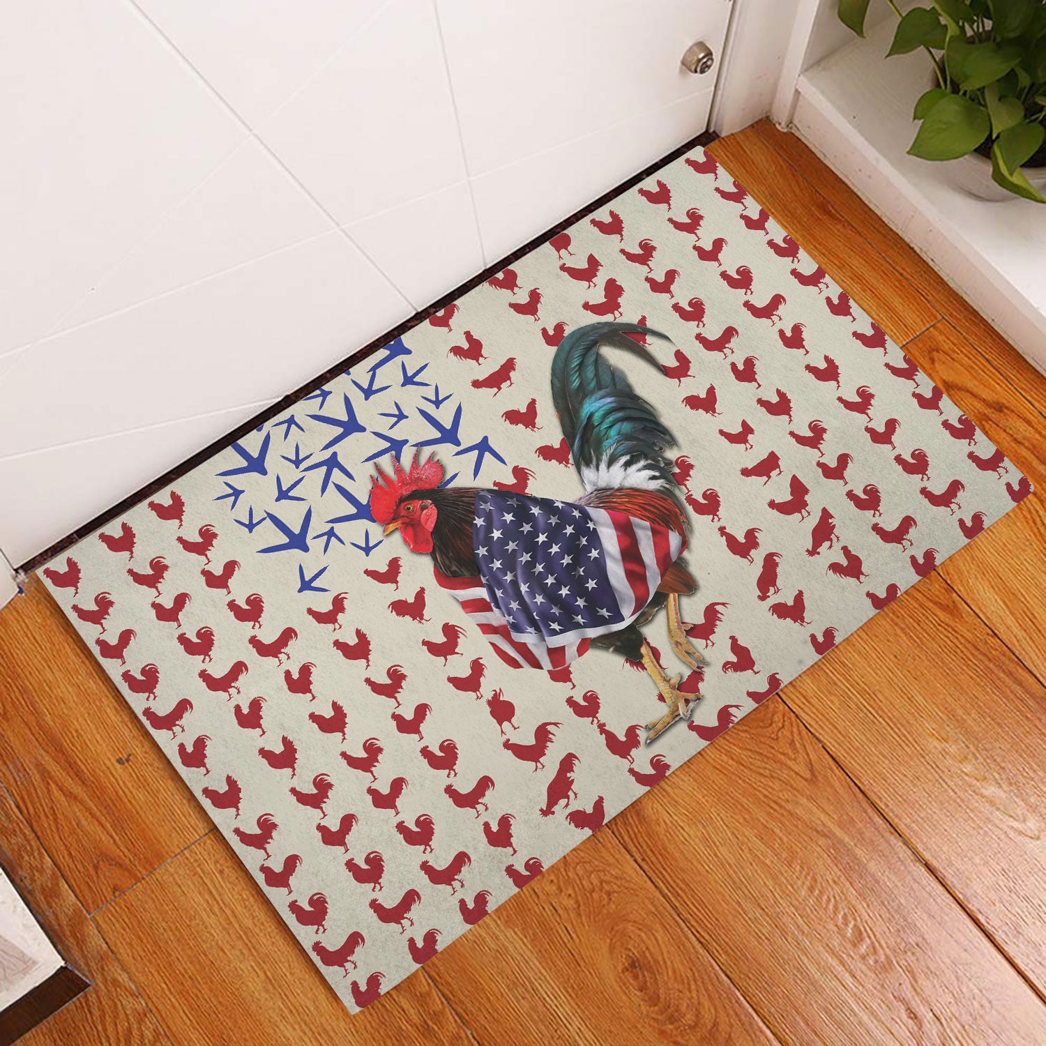 Ohaprints-Doormat-Outdoor-Indoor-Happy-Independence-Day-4Th-Of-July-American-Patriotic-Rooster-Rubber-Door-Mat-284-