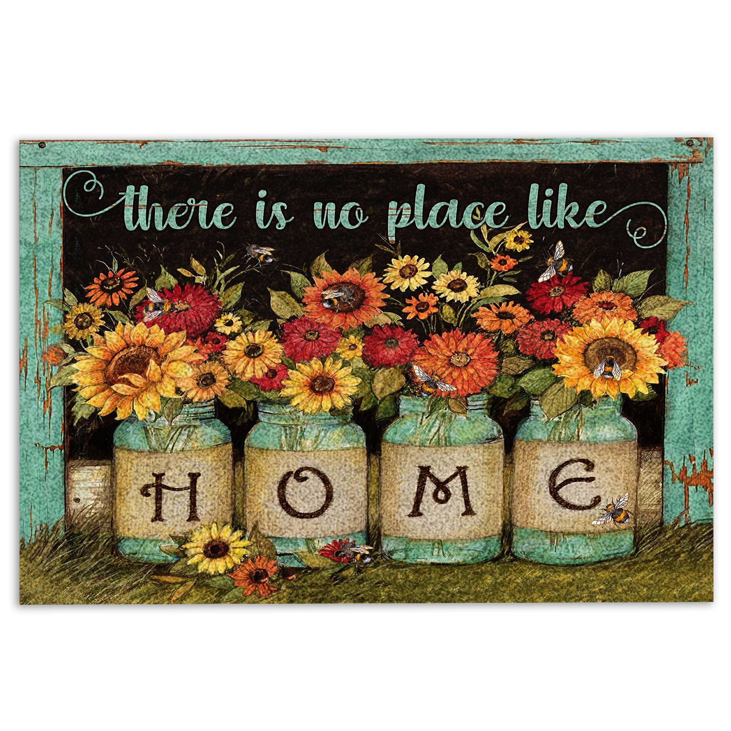 Ohaprints-Doormat-Outdoor-Indoor-There-Is-No-Place-Like-Home-Flower-Floral-Unique-Gift-Idea-Rubber-Door-Mat-359-18'' x 30''