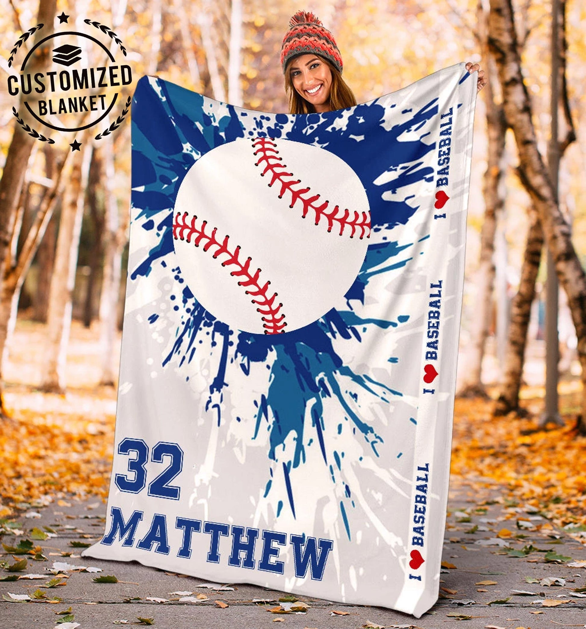 Ohaprints-Fleece-Sherpa-Blanket-Baseball-Gift-For-Son-Boy-Custom-Personalized-Name-Number-Soft-Throw-Blanket-1434-Fleece Blanket