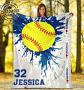 Ohaprints-Fleece-Sherpa-Blanket-Softball-Gift-For-Daughter-Girl-Custom-Personalized-Name-Number-Soft-Throw-Blanket-1842-Fleece Blanket