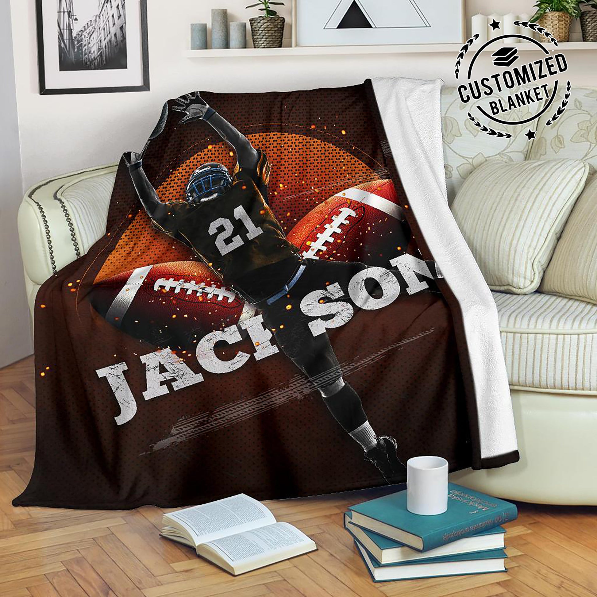 Ohaprints-Fleece-Sherpa-Blanket-American-Football-Gift-For-Son-Boy-Men-Custom-Personalized-Name-Number-Soft-Throw-Blanket-1266-Fleece Blanket