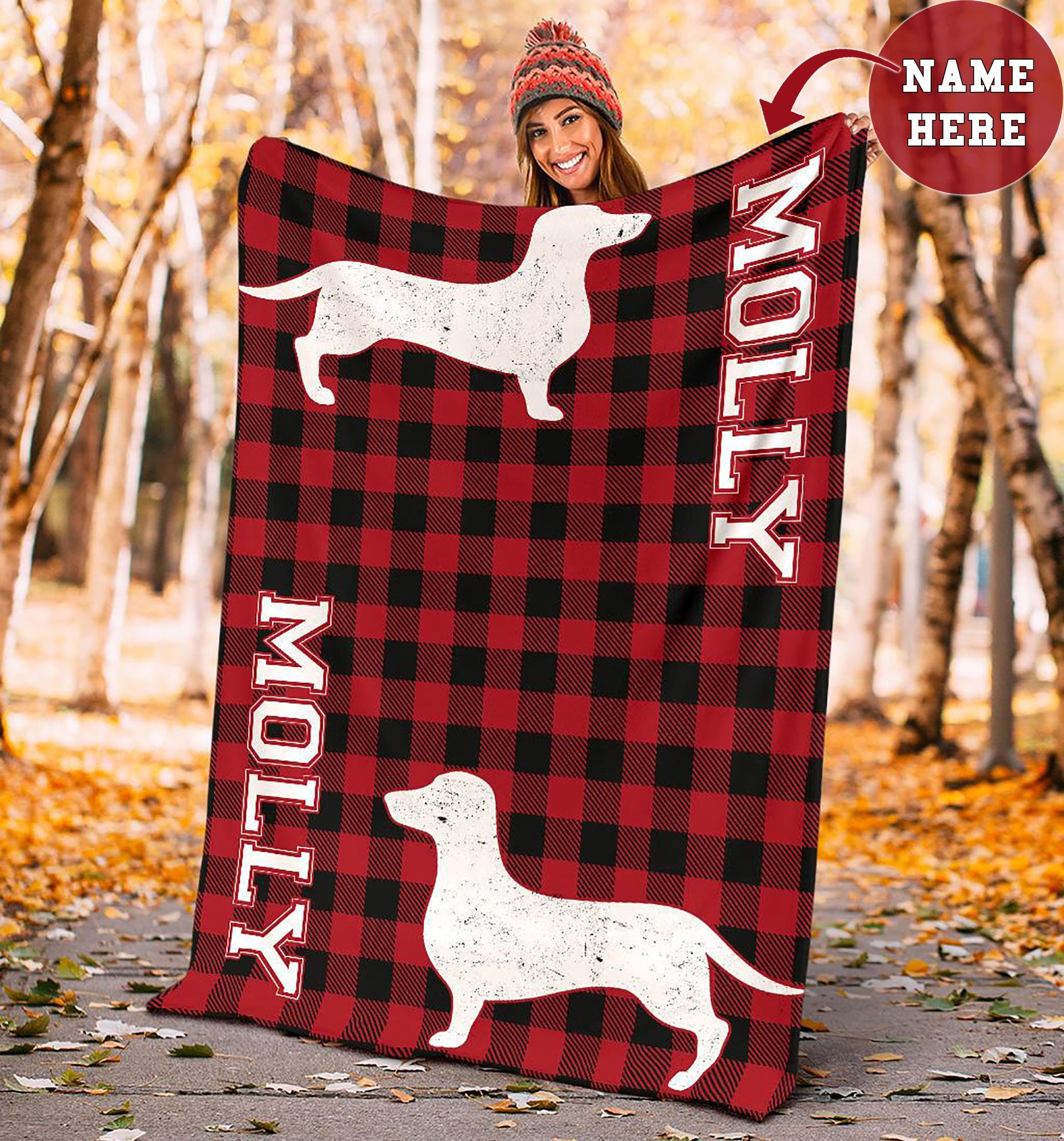 Ohaprints-Fleece-Sherpa-Blanket-Dachshund-Puppy-Dog-Mom-Dad-Custom-Personalized-Name-Soft-Throw-Blanket-1797-Sherpa Blanket