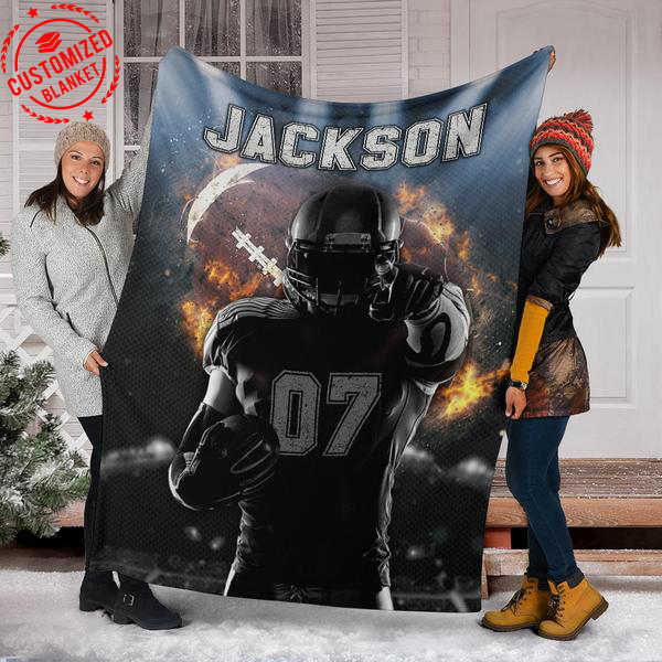 Ohaprints-Fleece-Sherpa-Blanket-American-Football-Gift-For-Son-Boy-Men-Custom-Personalized-Name-Number-Soft-Throw-Blanket-1384-Fleece Blanket