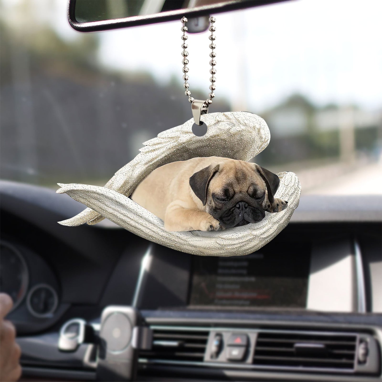 Pug Roses and Jesus Ornament - Dog Car Hanging Ornament - Gift For Pet -  Cerigifts