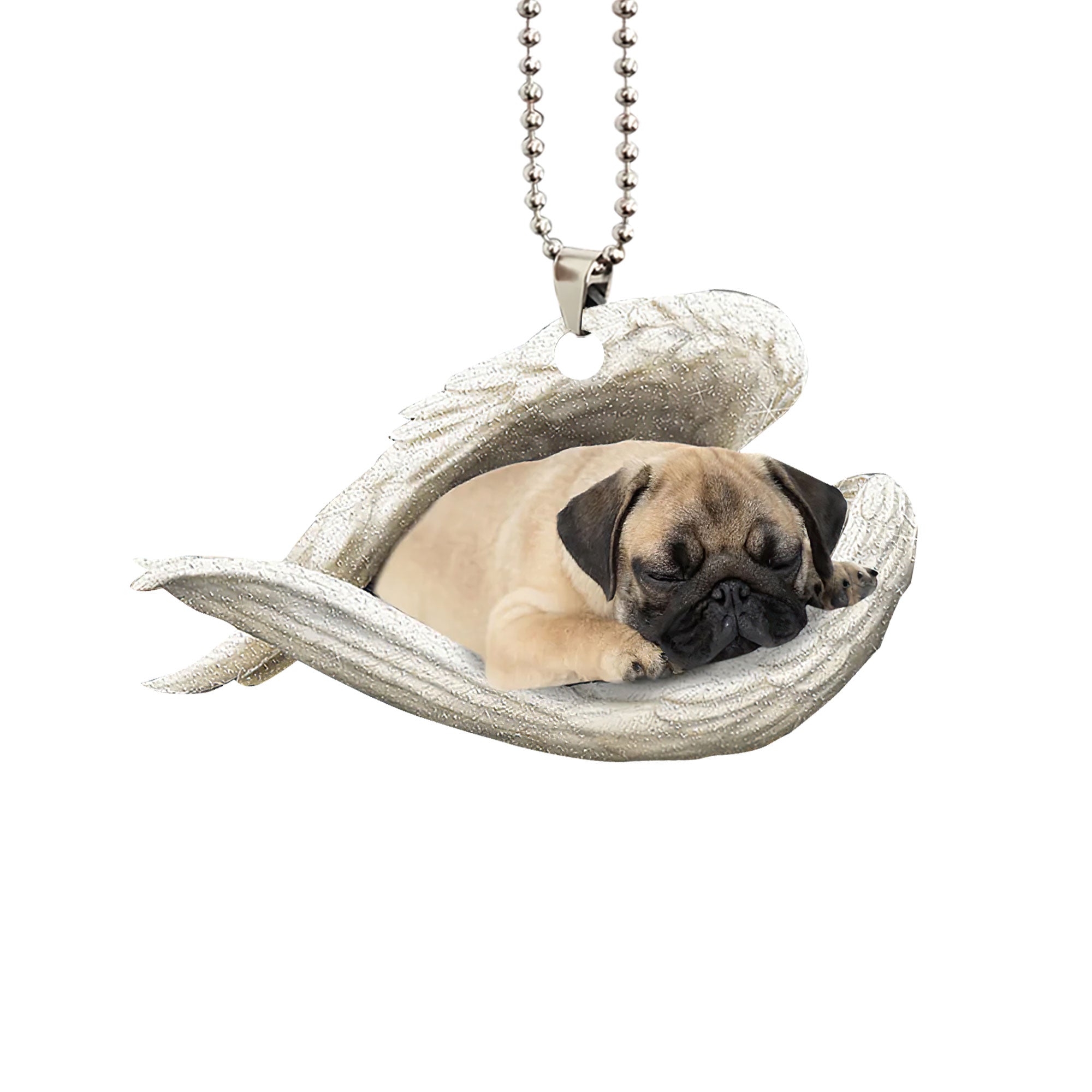 Pug Sleeping Angel Wing Memorial Animal Pet Dog Farmhouse Car Ornament -  OhaPrints