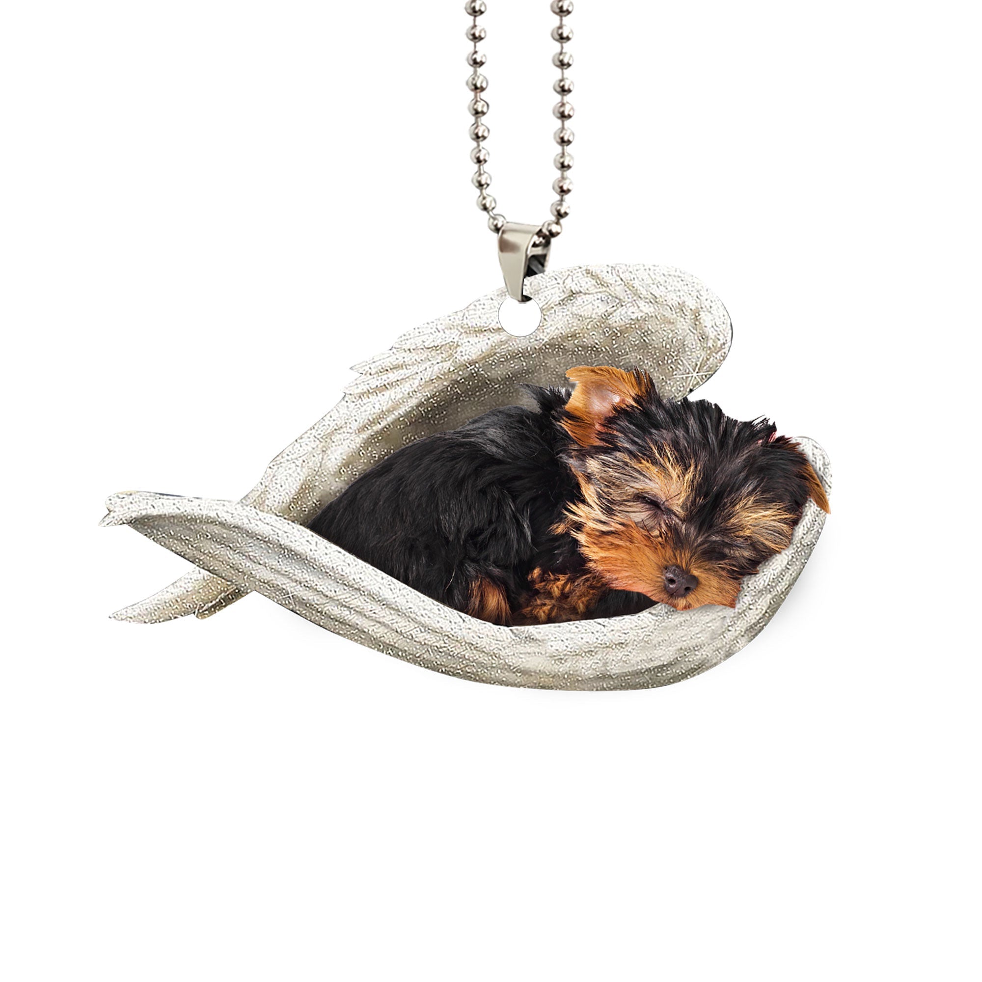 Yorkshire Terrier Sleeping Angel Wing Memorial Dog Pet Lover Flat 2D Keychain  Ring Holder Kit, Car Keyring Key Chain Charm Accessories Gift – Astrocus