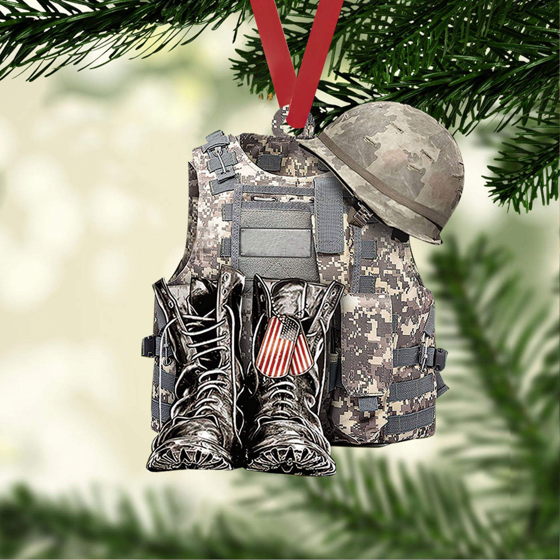 Ohaprints-Christmas-Ornament-2D-Flat-Veteran-Soldier-Backpack-Boots-Military-Army-Xmas-Tree-Car-Decor-Gift-67