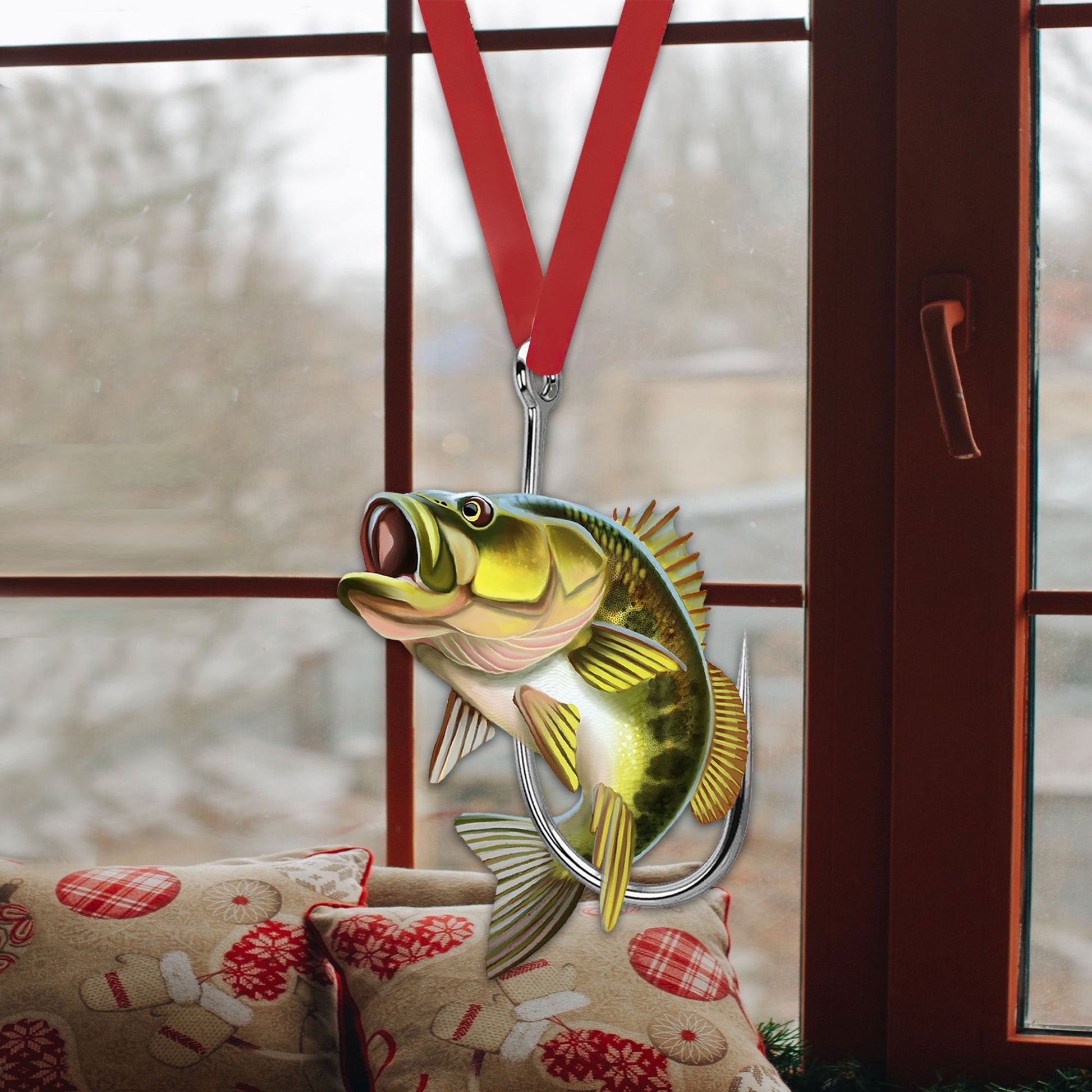 bass fish wall hooks The Bridge Collection 8 1/2" with - Key Hanger - Bass Fish Coat Hanger - Brown Key Holders - Nautical Key Holder an exaggerated open mouth Fishing Fisherman Big Bass Fish