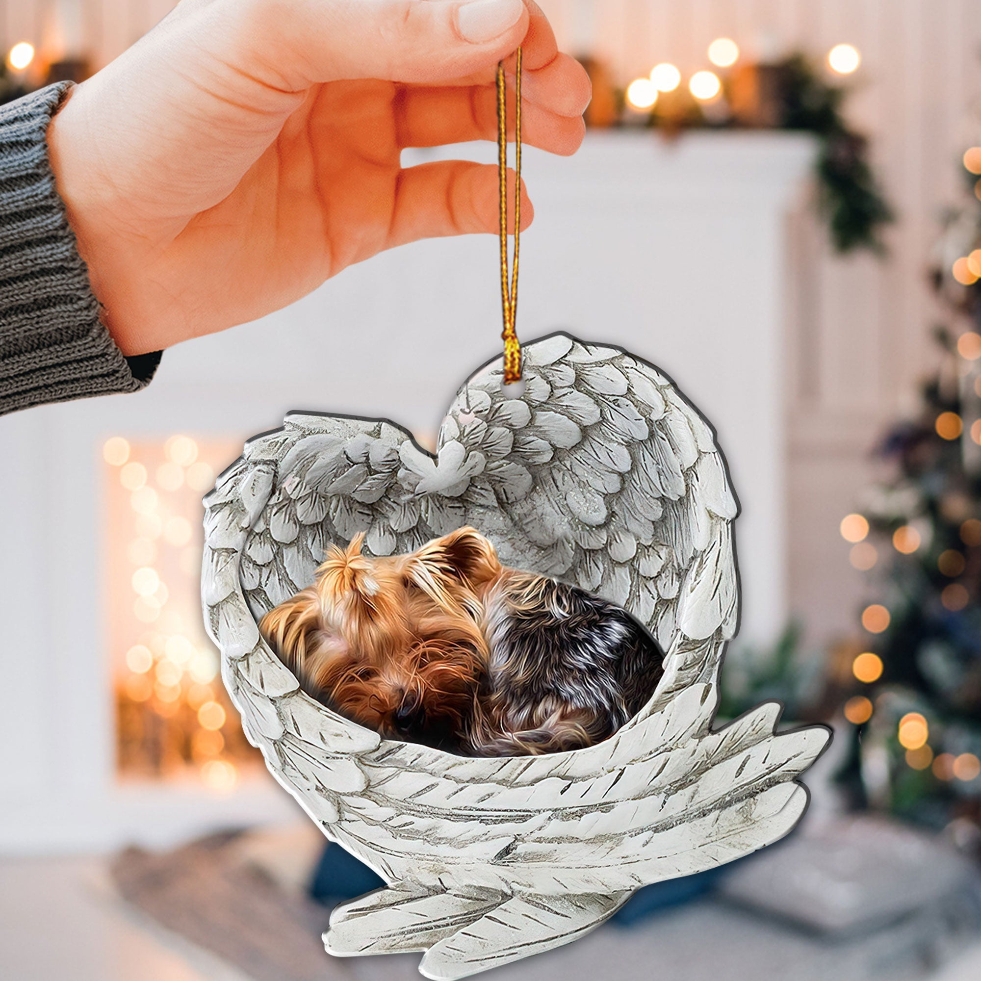 Yorkshire Terrier Yorkie Shorkie Sleeping Angel Wings Dog Car Ornament -  OhaPrints