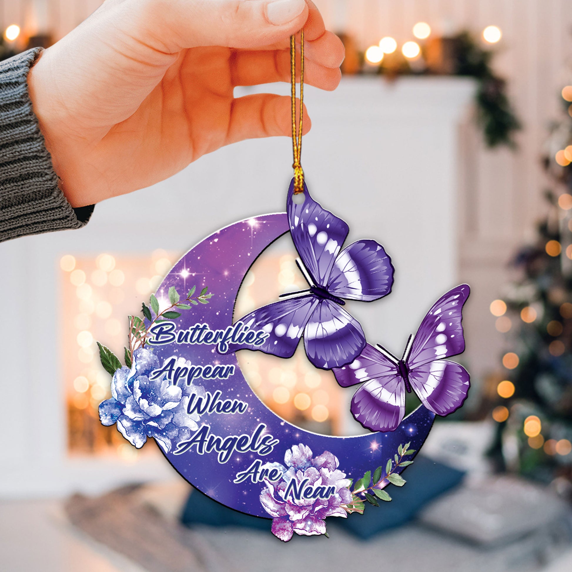 Ohaprints-Christmas-Ornament-2D-Flat-Butterfly-Appear-When-Angels-Are-Near-Memory-Flower-Romantic-Purple-Moon-Xmas-Tree-Car-Decor-Gift-19