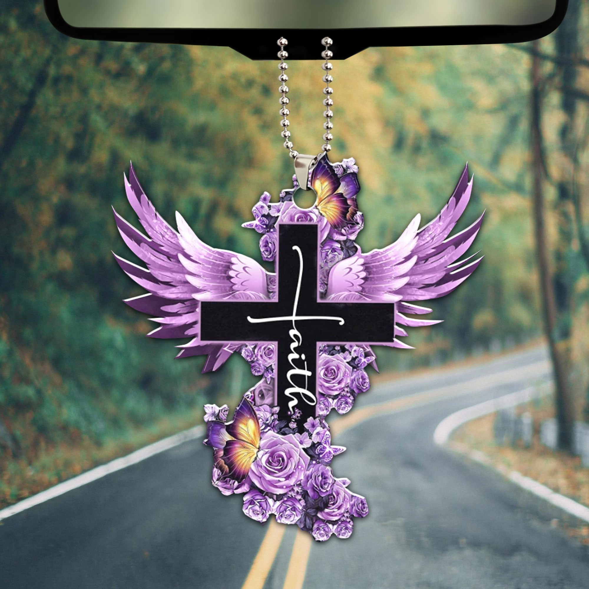 purple christian cross