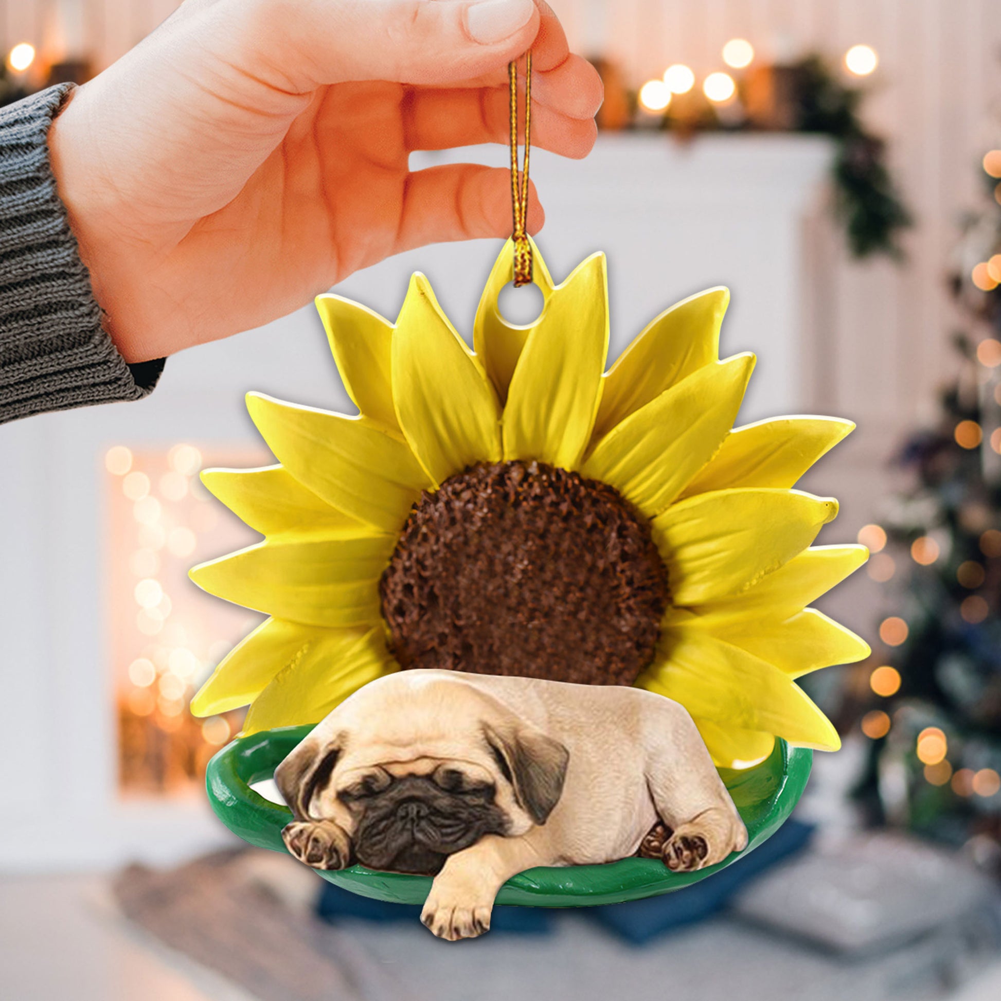 Ohaprints-Christmas-Ornament-2D-Flat-Pug-Sleeping-Sunflower-Dog-Lover-Xmas-Tree-Car-Decor-Gift-22