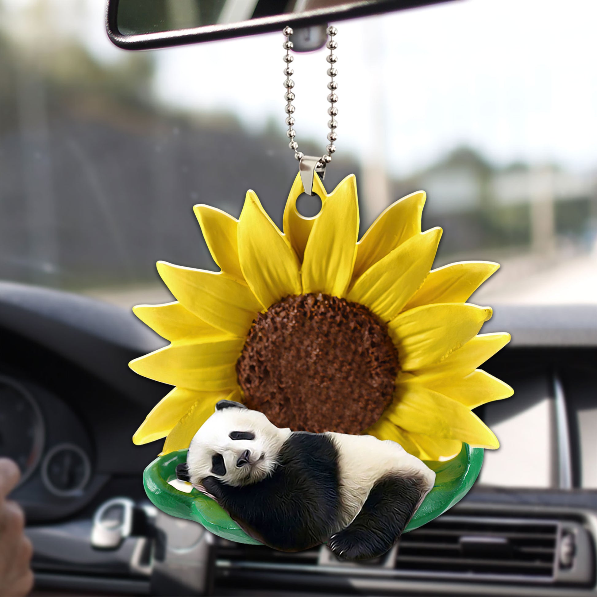 Ohaprints-Christmas-Ornament-2D-Flat-Panda-Sleeping-Sunflower-Animal-Lover-Xmas-Tree-Car-Decor-Gift-24