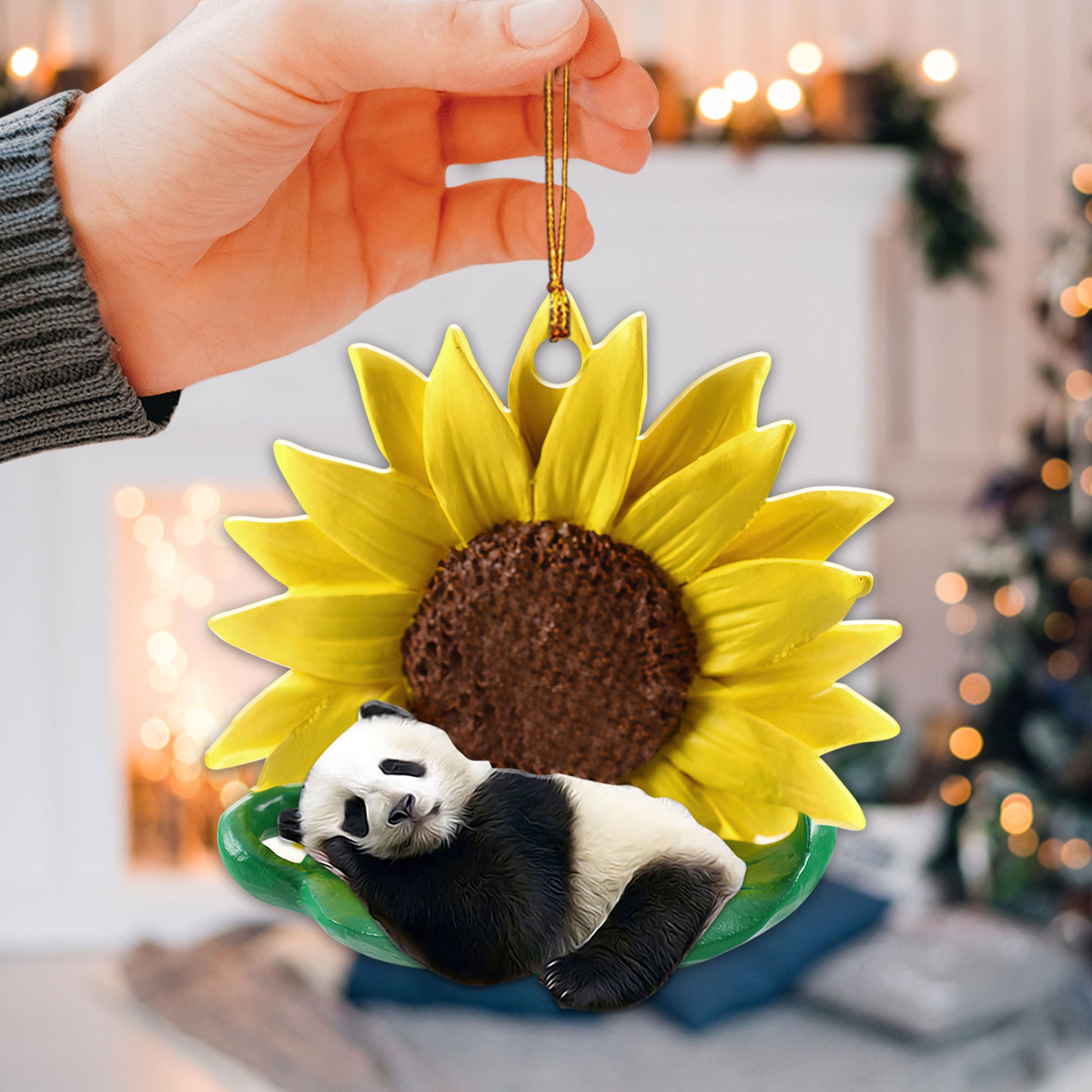 Ohaprints-Christmas-Ornament-2D-Flat-Panda-Sleeping-Sunflower-Animal-Lover-Xmas-Tree-Car-Decor-Gift-24