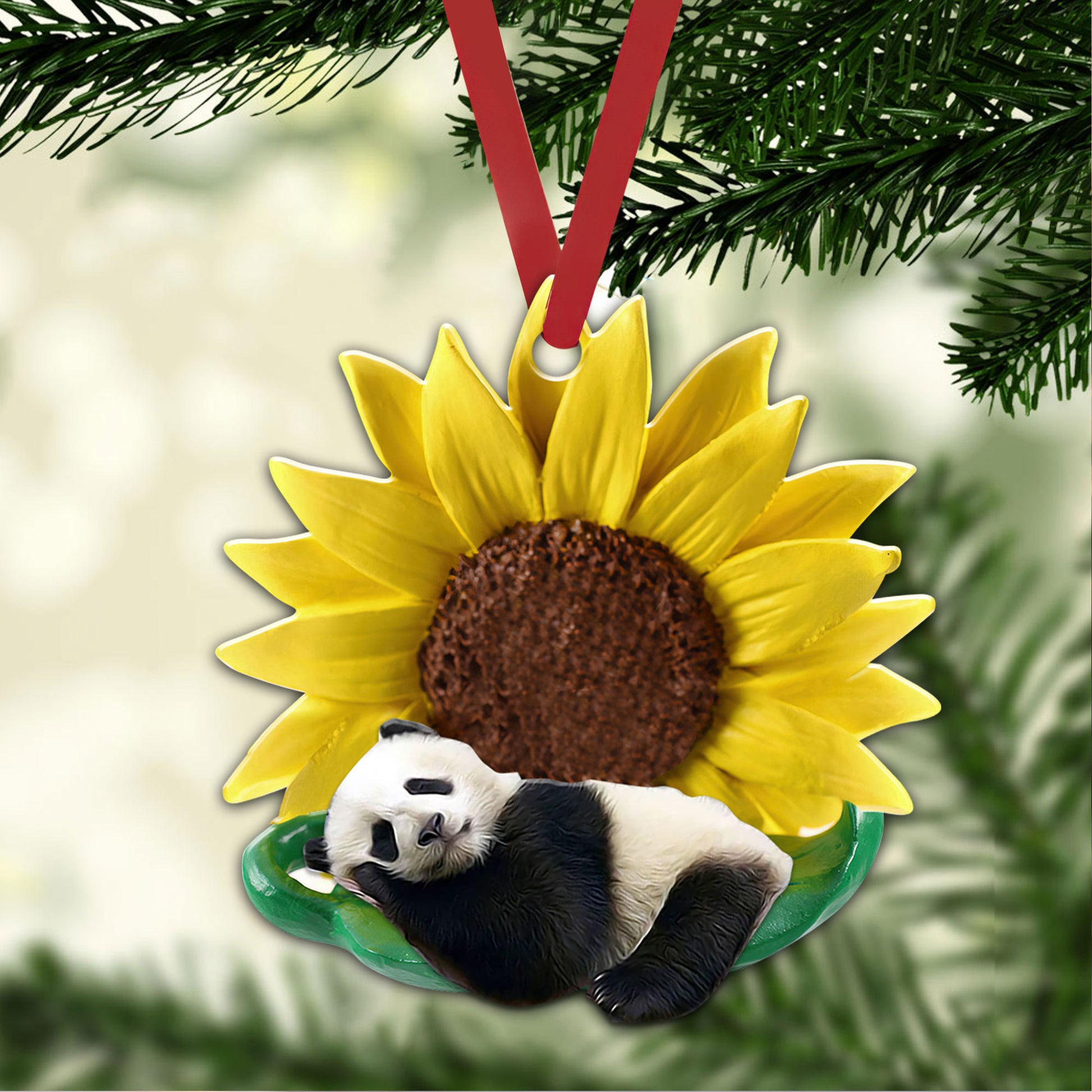 Ohaprints-Christmas-Ornament-2D-Flat-Panda-Sleeping-Sunflower-Animal-Lover-Xmas-Tree-Car-Decor-Gift-24