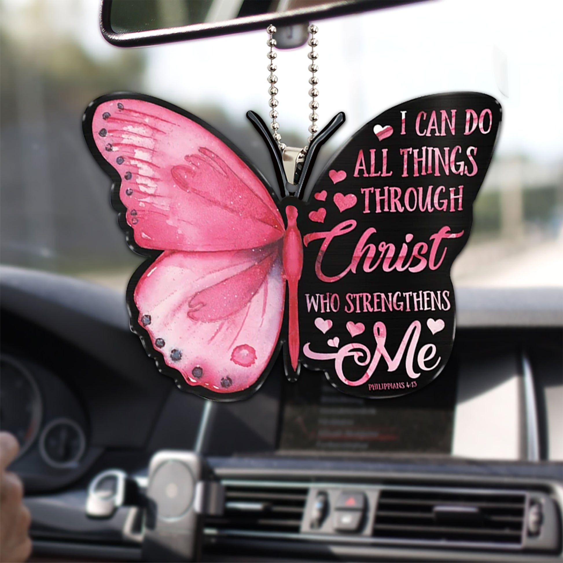 Ohaprints-Christmas-Ornament-2D-Flat-Pink-Butterfly-I-Can-Do-All-Things-Through-Christ-Who-Strengthens-Me-God-Xmas-Tree-Car-Decor-Gift-29