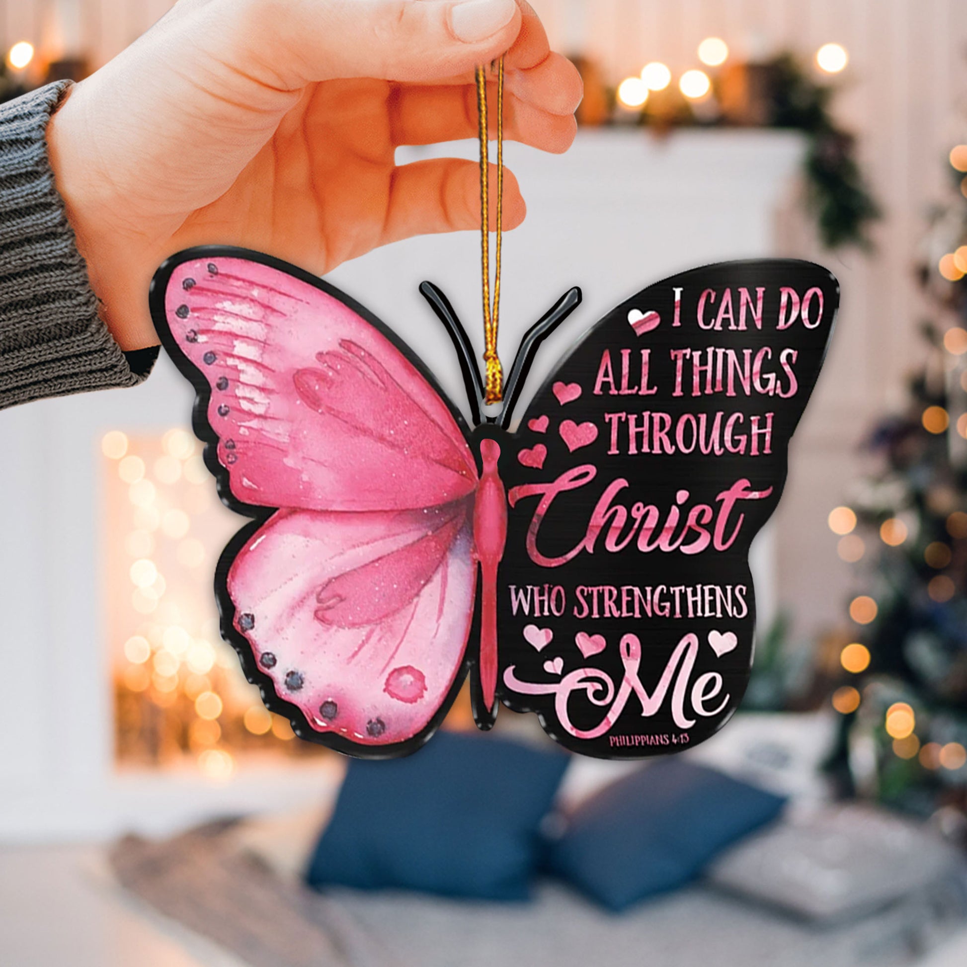 Ohaprints-Christmas-Ornament-2D-Flat-Pink-Butterfly-I-Can-Do-All-Things-Through-Christ-Who-Strengthens-Me-God-Xmas-Tree-Car-Decor-Gift-29