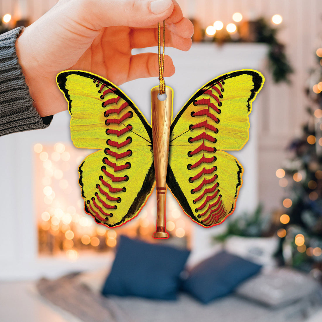 Ohaprints-Christmas-Ornament-2D-Flat-Softball-Butterfly-Lover-Softball-Bat-Yellow-Xmas-Tree-Car-Decor-Gift-33