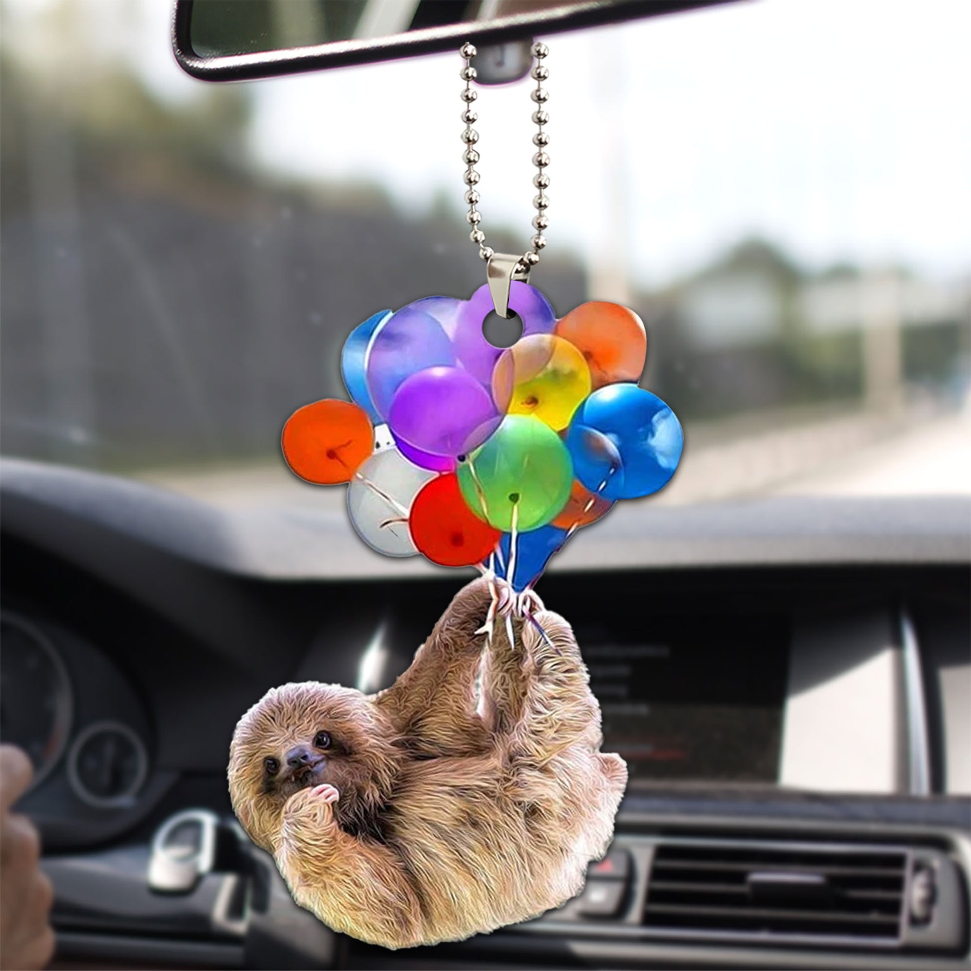 Ohaprints-Christmas-Ornament-2D-Flat-Sloth-Fly-With-Balloon-Funny-Lover-Xmas-Tree-Car-Decor-Gift-37