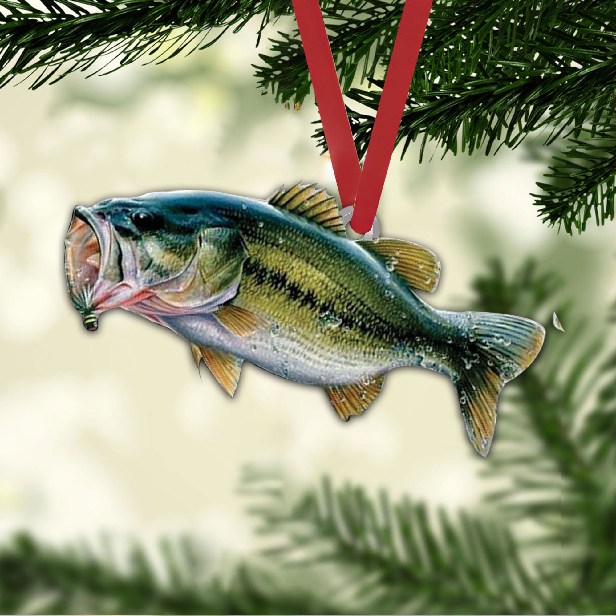 Ohaprints Christmas Ornament 2D Flat Fisherman Bass Fishing Lover Big -  OhaPrints