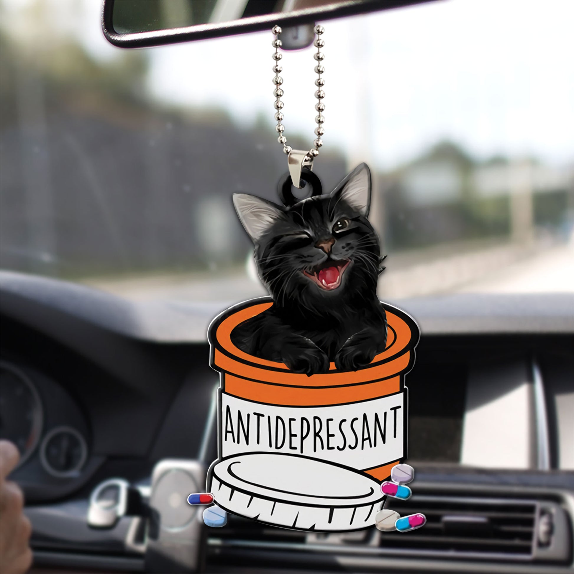 Ohaprints-Christmas-Ornament-2D-Flat-Depression-Awareness-Black-Cat-Antidepressant-Animal-Kitty-Pet-Lover-Xmas-Tree-Car-Decor-Gift-46