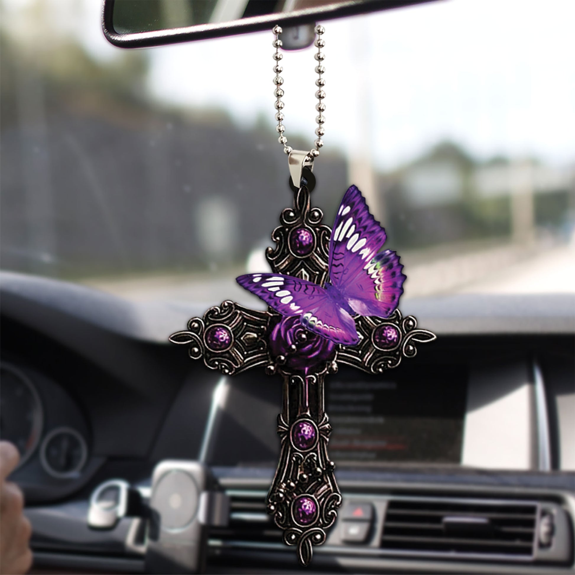 Ohaprints-Christmas-Ornament-2D-Flat-Christian-Purple-Butterfly-Pray-For-God-Jesus-Cross-Animal-Lover-Xmas-Tree-Car-Decor-Gift-47