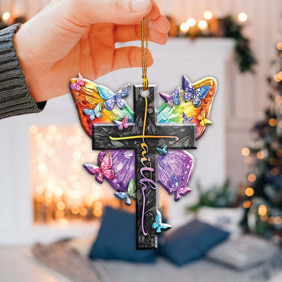 Ohaprints-Christmas-Ornament-2D-Flat-Colorful-Butterfly-Faith-Jesus-Cross-God-Christian-Religious-Lover-Xmas-Tree-Car-Decor-Gift-53