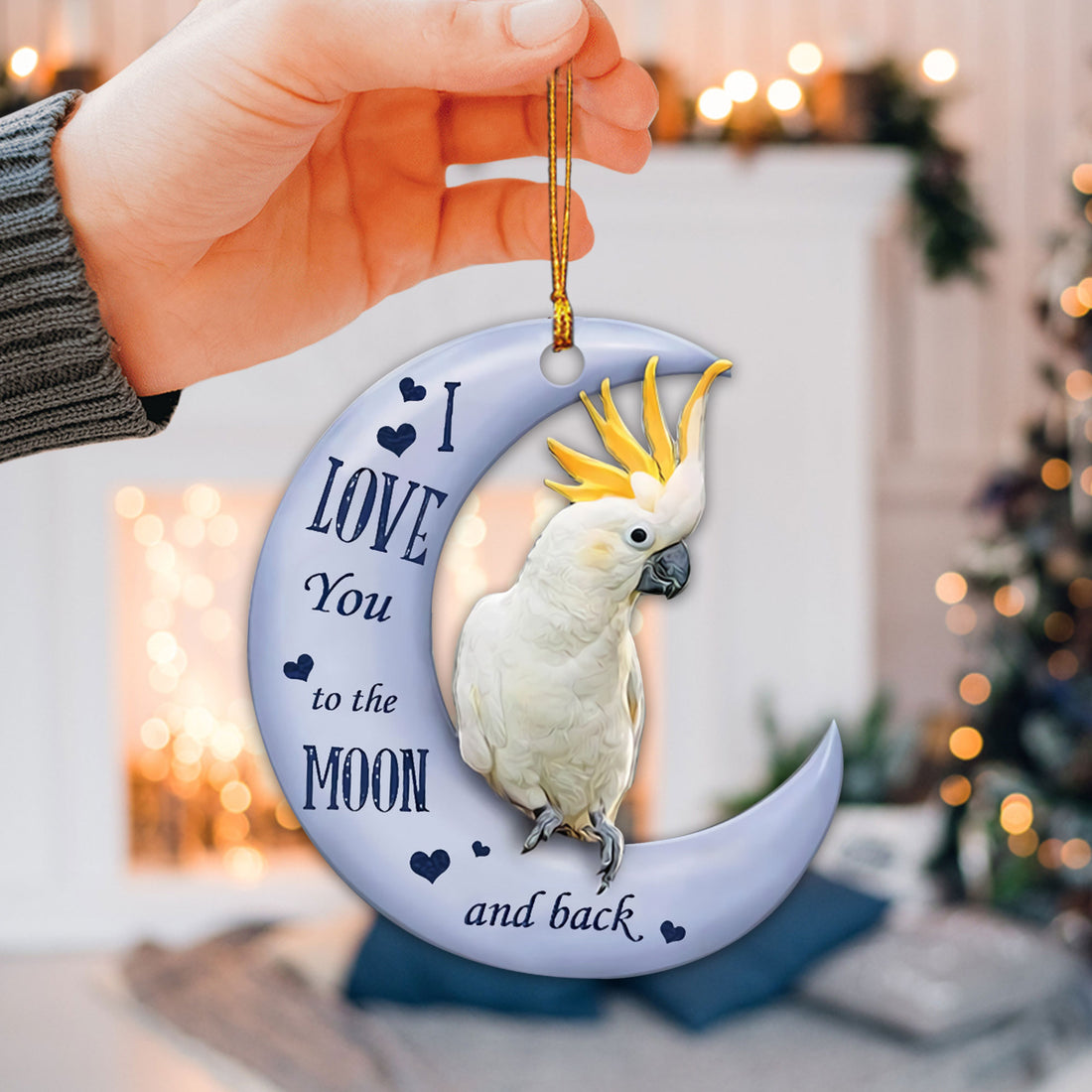 Ohaprints-Christmas-Ornament-2D-Flat-Citron-Crested-Cockatoo-I-Love-You-To-The-Moon-Back-Parrot-Bird-Lover-Xmas-Tree-Car-Decor-Gift-58