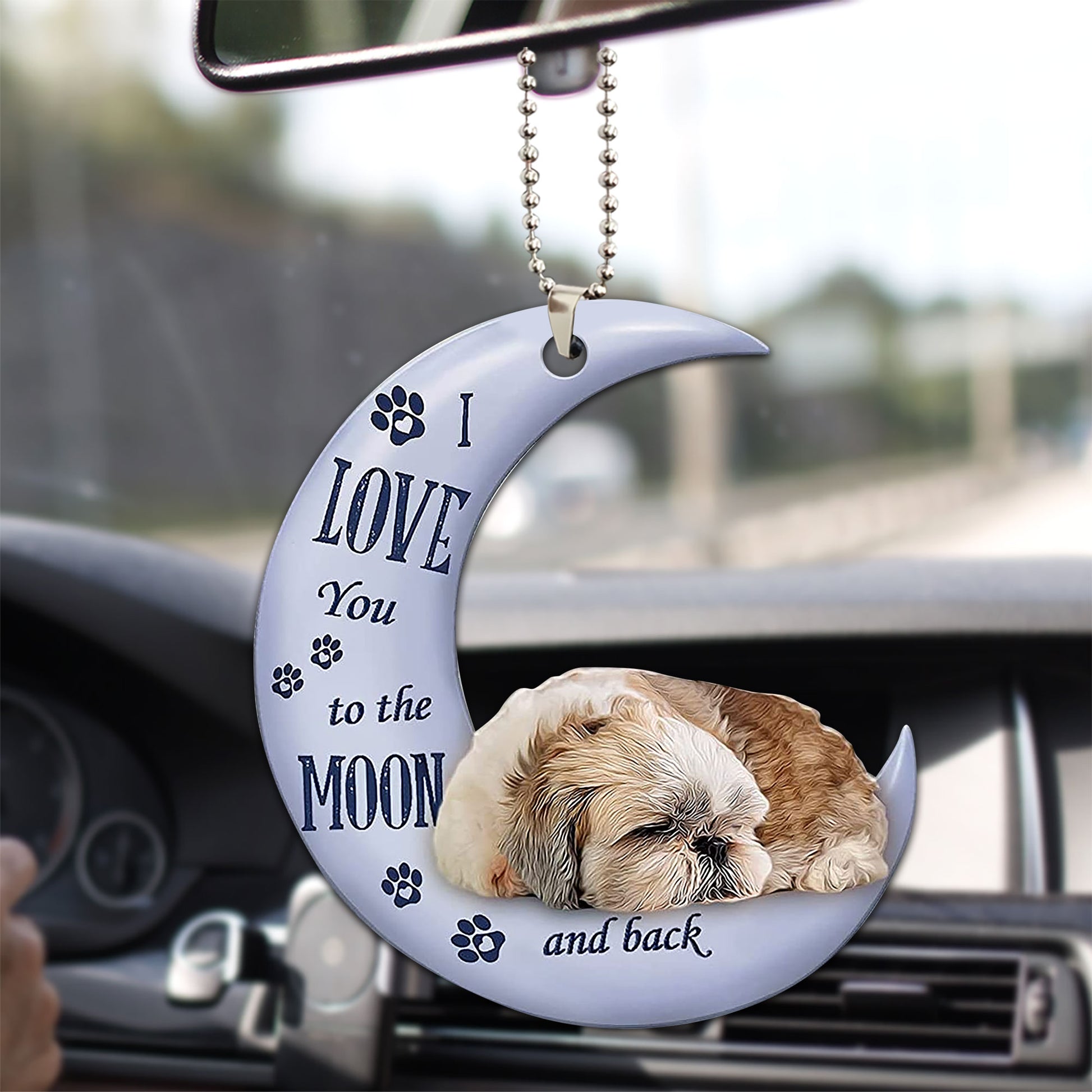 Ohaprints-Christmas-Ornament-2D-Flat-Shih-Tzu-I-Love-You-To-The-Moon-And-Back-Puppy-Dog-Lover-Xmas-Tree-Car-Decor-Gift-66