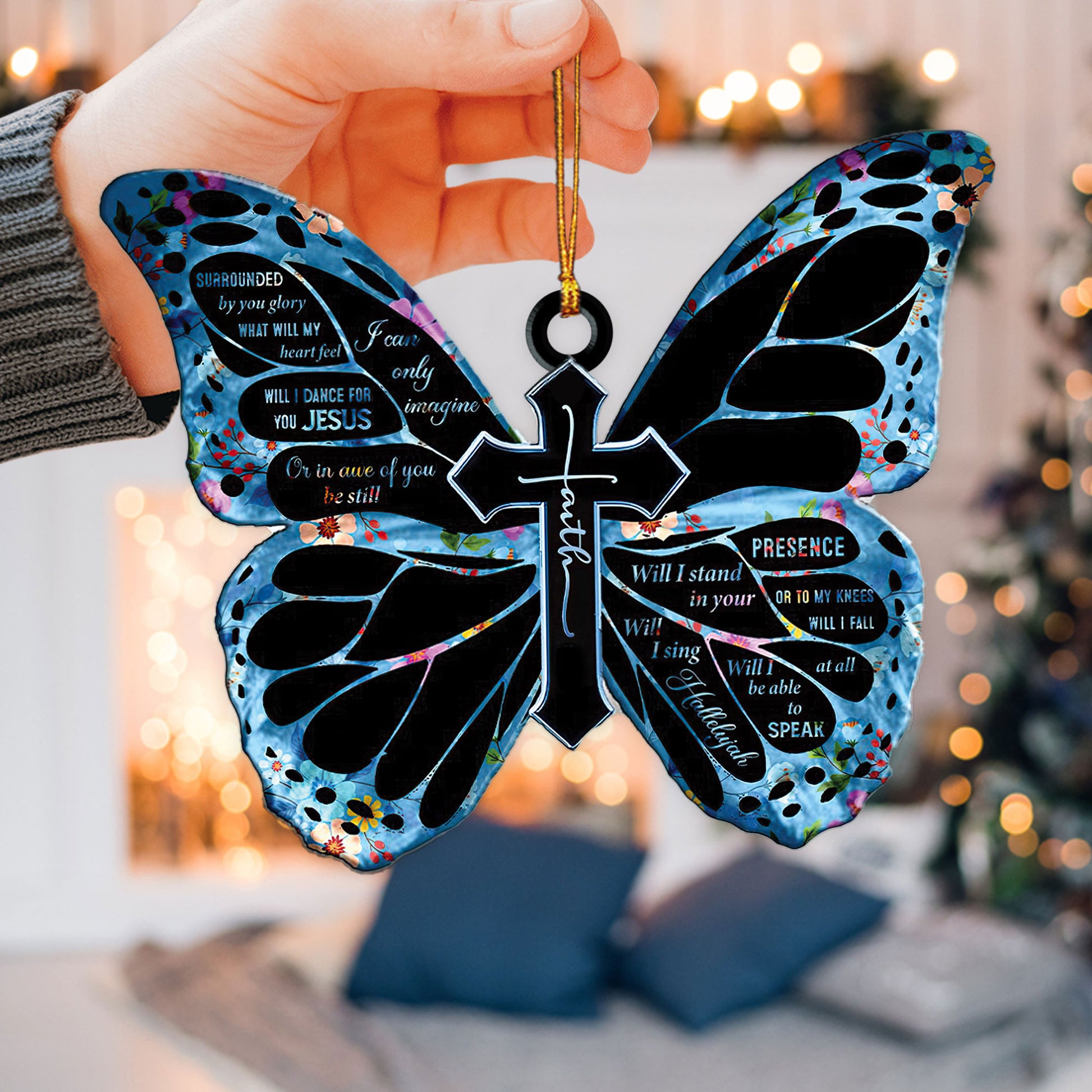 Ohaprints-Christmas-Ornament-2D-Flat-Blue-Butterfly-Faith-Jesus-Cross-Christian-God-Lover-Hallelujah-Xmas-Tree-Car-Decor-Gift-70