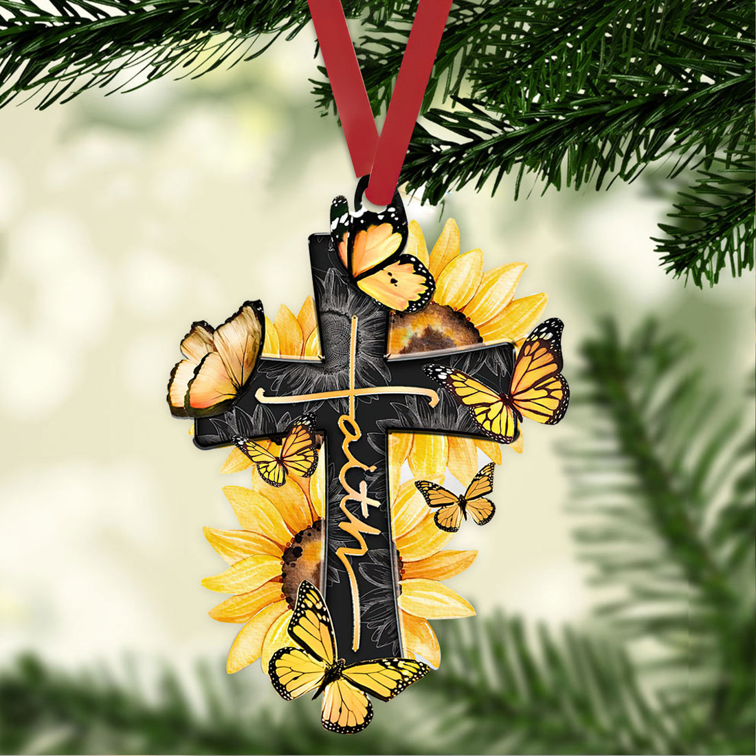 Ohaprints-Christmas-Ornament-2D-Flat-Yellow-Faith-Jesus-God-Cross-Butterfly-Sunflower-Religious-Xmas-Tree-Car-Decor-Gift-77