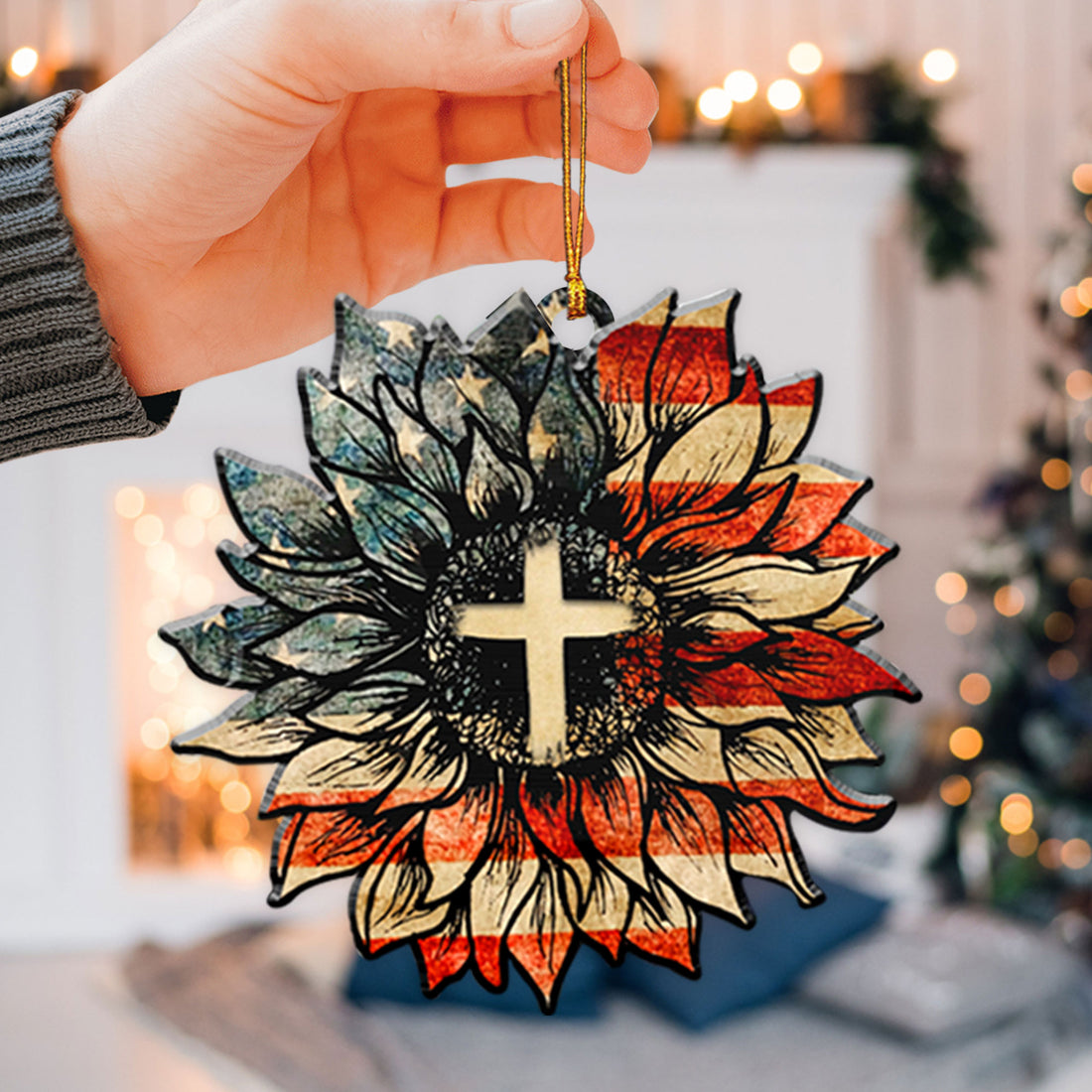 Ohaprints-Christmas-Ornament-2D-Flat-Usa-United-States-America-Flag-Jesus-Cross-Sunflower-Patriot-Christian-Xmas-Tree-Car-Decor-Gift-84