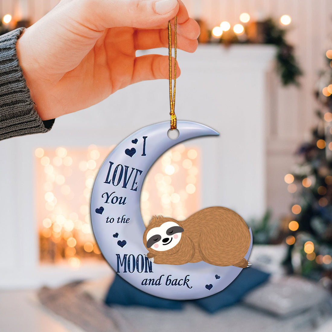 Ohaprints-Christmas-Ornament-2D-Flat-Sloth-I-Love-You-To-The-Moon-And-Back-Cute-Lover-Xmas-Tree-Car-Decor-Gift-90