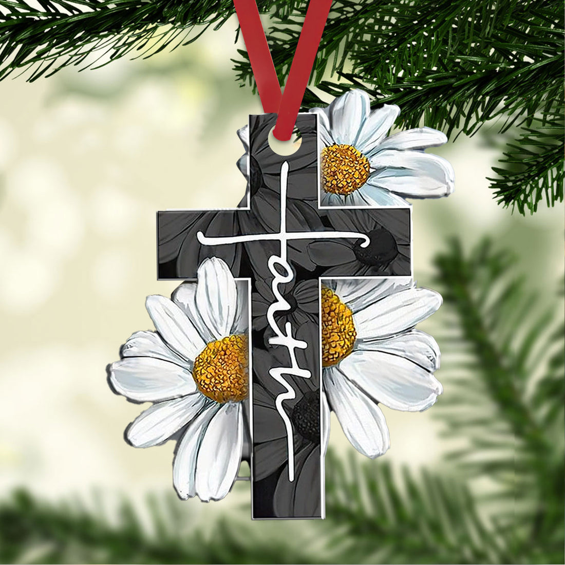 Ohaprints-Christmas-Ornament-2D-Flat-White-Daisy-Faith-God-Jesus-Cross-Christian-Religious-Lover-Xmas-Tree-Car-Decor-Gift-92