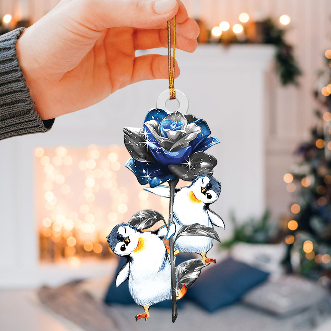 Ohaprints-Christmas-Ornament-2D-Flat-Penguin-Blue-Rose-Lover-Xmas-Tree-Car-Decor-Gift-93