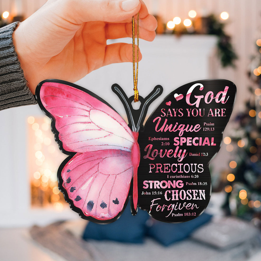 Ohaprints-Christmas-Ornament-2D-Flat-Jesus-God-Say-You-Are-Christian-Pink-Butterfly-Lover-Religious-Bible-Xmas-Tree-Car-Decor-Gift-106