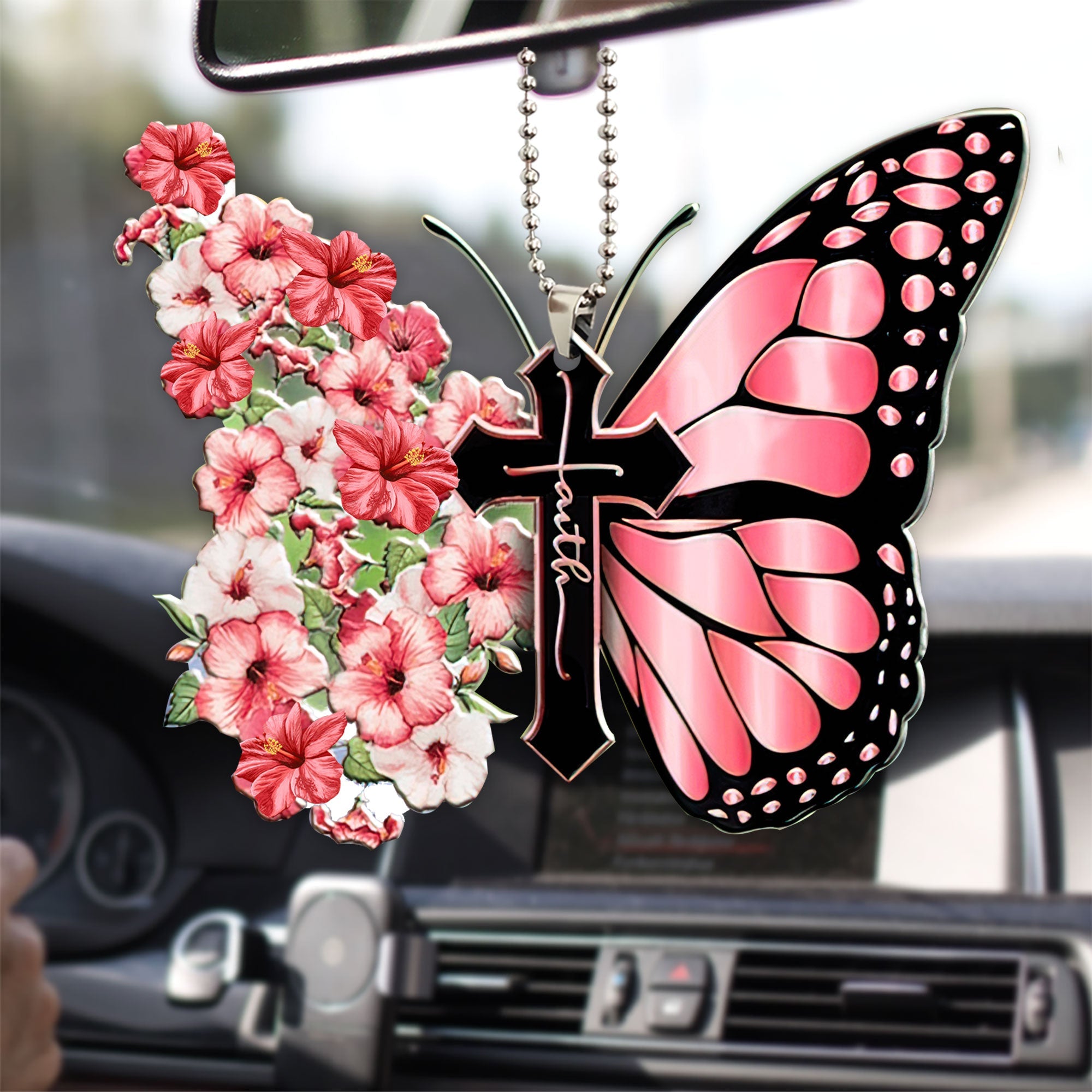 Cute Poodle Roses and Jesus Flower Car Hanging Ornament Car Accessories  Decor