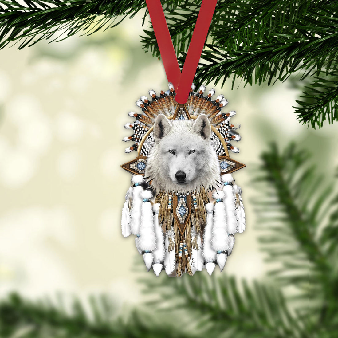 Ohaprints-Christmas-Ornament-2D-Flat-Native-American-Feather-Indigenous-Us-Indian-Dreamcatcher-White-Wolf-Xmas-Tree-Car-Decor-Gift-115