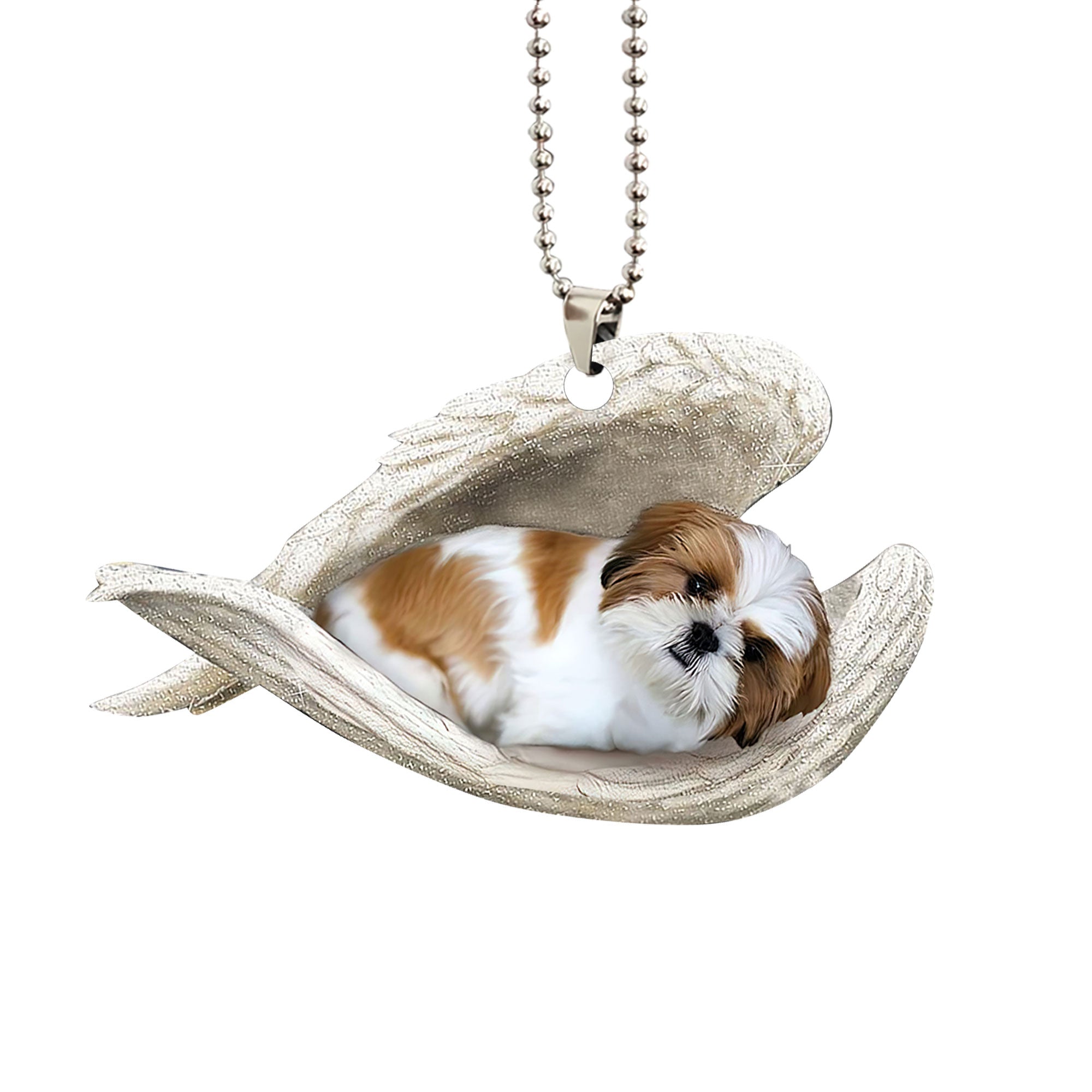 Gold White Shih Tzu Sleeping Angel Shihtzu Animal Pet Dogs Car Ornamen -  OhaPrints