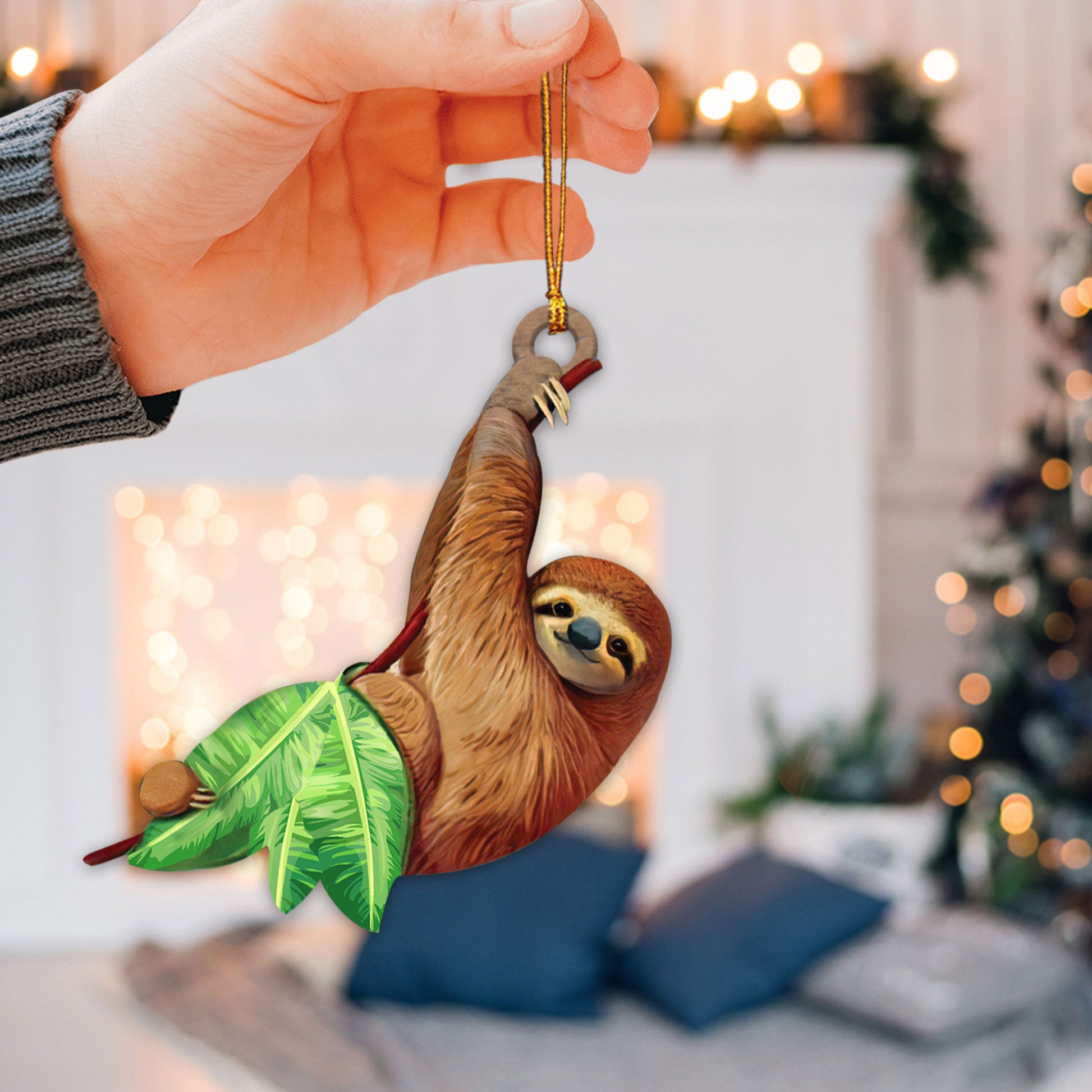 Ohaprints-Christmas-Ornament-2D-Flat-Wild-Animal-Cute-Funny-Haning-Sloth-Lover-Life-Unique-Idea-Xmas-Tree-Car-Decor-Gift-127