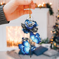 Ohaprints-Christmas-Ornament-2D-Flat-Blue-Monarch-Butterfly-Around-Thin-Blue-Line-Police-Rose-Animal-Insect-Xmas-Tree-Car-Decor-Gift-138