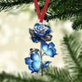 Ohaprints-Christmas-Ornament-2D-Flat-Blue-Monarch-Butterfly-Around-Thin-Blue-Line-Police-Rose-Animal-Insect-Xmas-Tree-Car-Decor-Gift-138