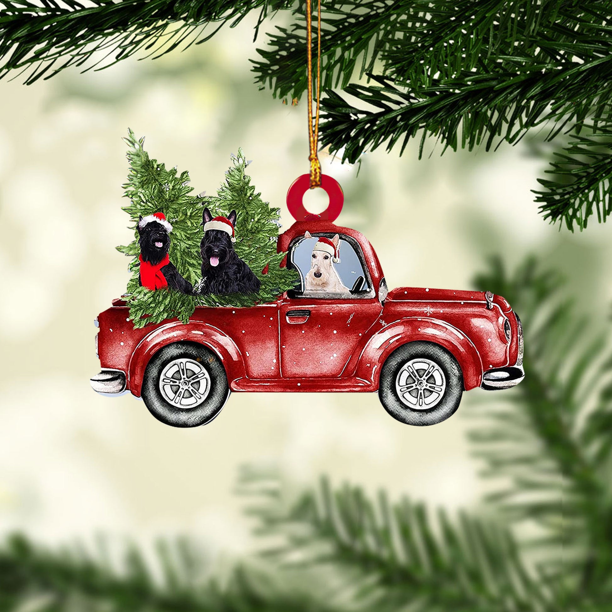 Ohaprints-Christmas-Ornament-2D-Flat-Scottish-Terrier-With-Christmas-Red-Truck-Pine-Tree-Gift-For-Dog-Lovers-Xmas-Tree-Decor-Gift-147