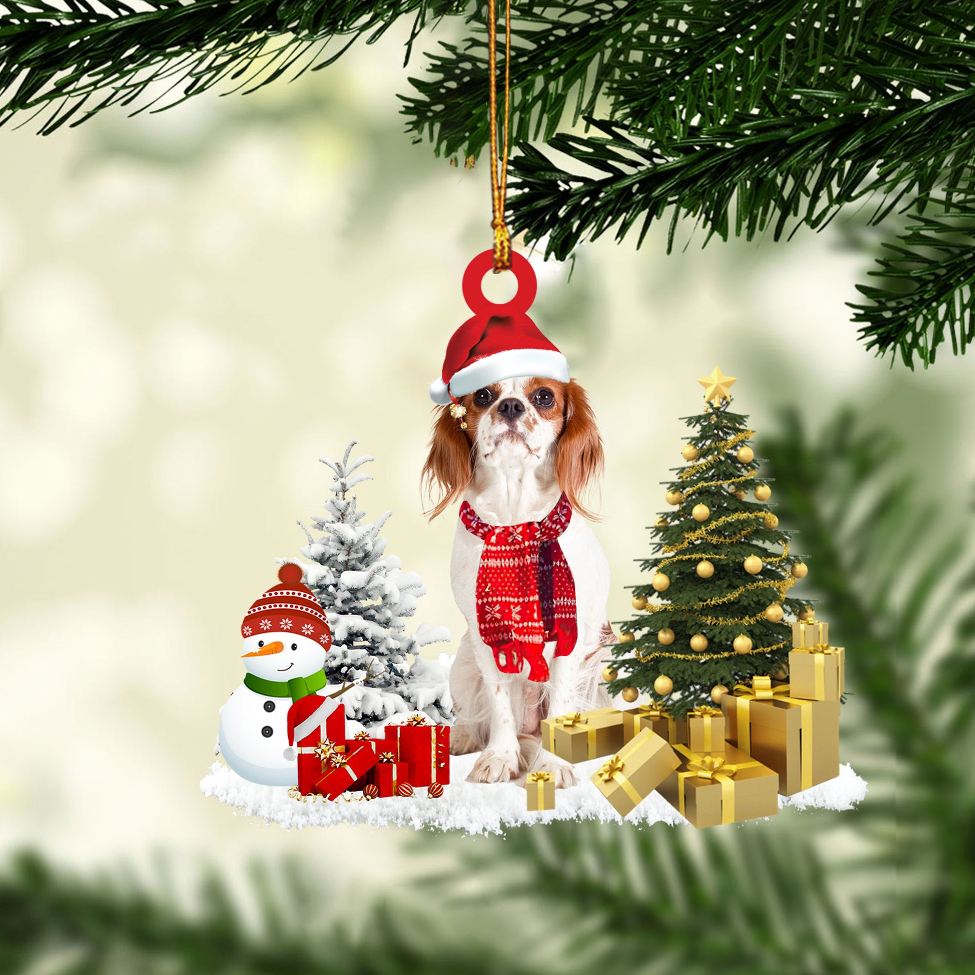 Ohaprints-Christmas-Ornament-2D-Flat-Cavalier-King-Charles-Spaniel-With-Christmas-Pine-Tree-Snowman-Gift-For-Dog-Lovers-Xmas-Tree-Decor-Gift-154